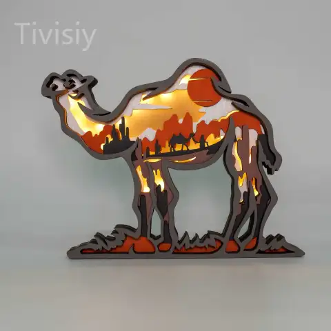 Camel LED Wooden Night Light Gift for Festival Home Desktop Decor